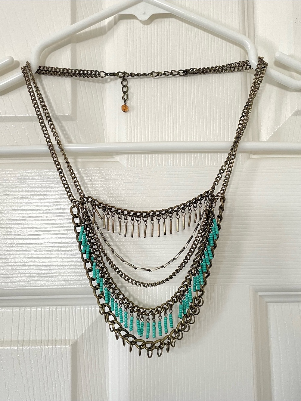 Turquoise Beaded Multi-Chain Boho Layered Necklace